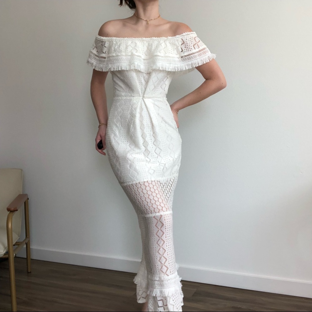 Off Shoulder White Maxi Dress XS